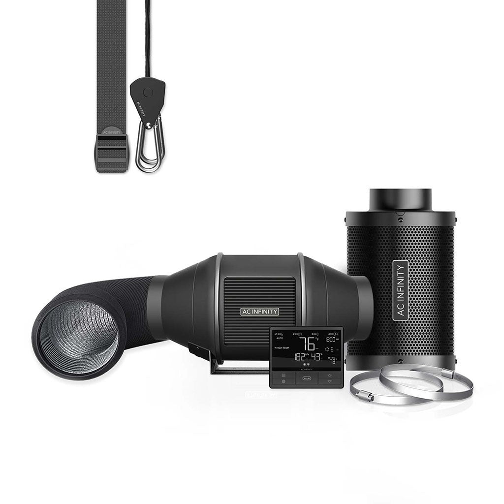 Luftfilter-Set PRO 100 mm, Inline-Ventilator mit Smart Controller und Aktivkohlefilter