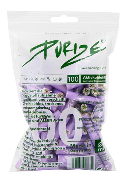 PURIZE Aktivkohlefilter LILAC, ø 9mm, 100er Packung